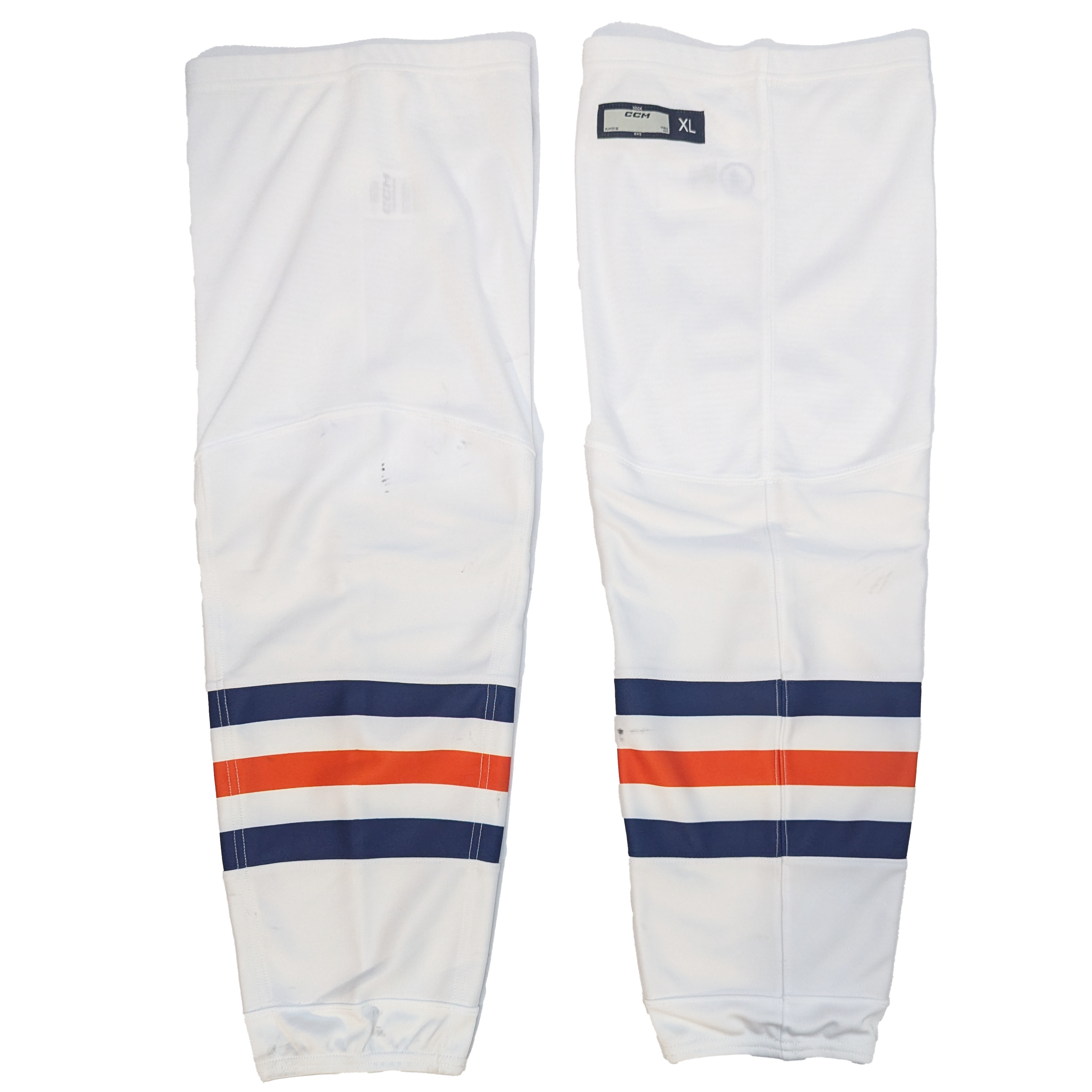 CCM - Chaussettes de hockey usagées WHL (blanc/bleu marine/orange)